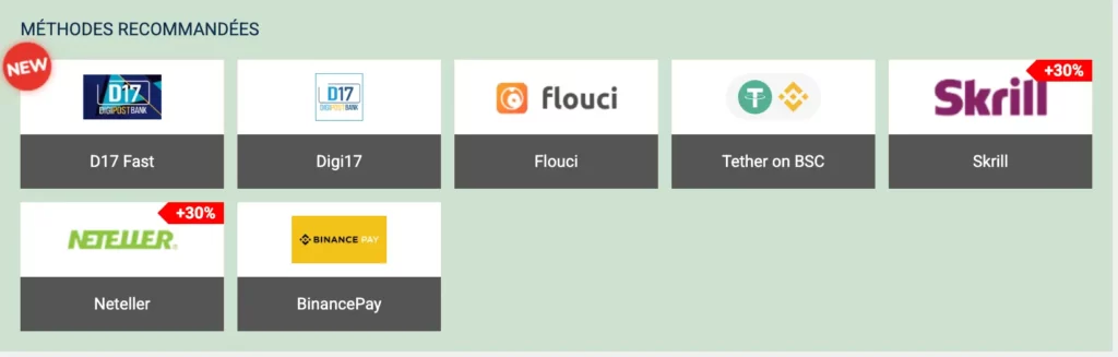 Méthodes de paiement acceptées par les casinos en ligne tunisiens avec les portefeuilles locaux et des icônes de crypto-monnaies