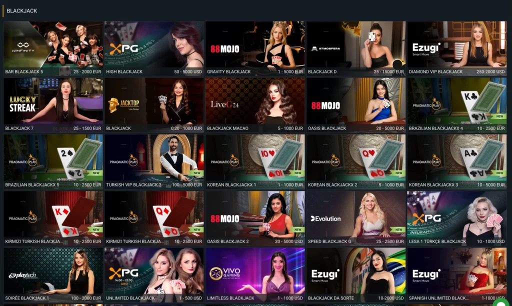 Jeux de blackjack en ligne avec croupiers en direct