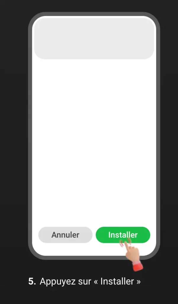 Écran du bouton d'installation pendant l'installation de l'application Android 888Starz App Tunisie.