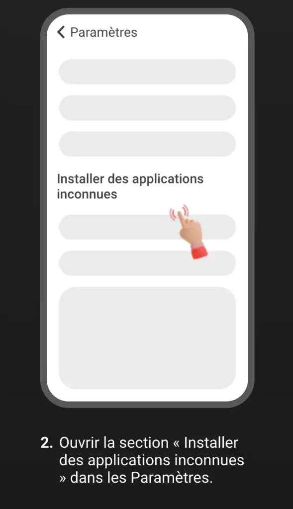 Écran des paramètres Android affichant l'option d'installation d'applications inconnues pour l'apk 888Starz.