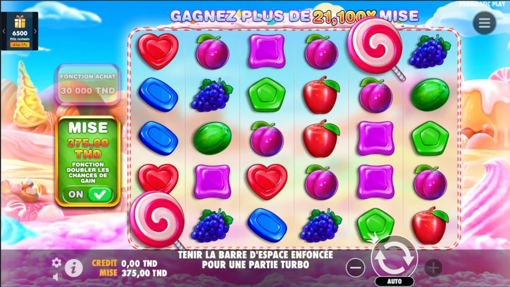 La machine à sous Sweet Bonanza propose un gameplay et un design d'interface basés sur le thème des bonbons.