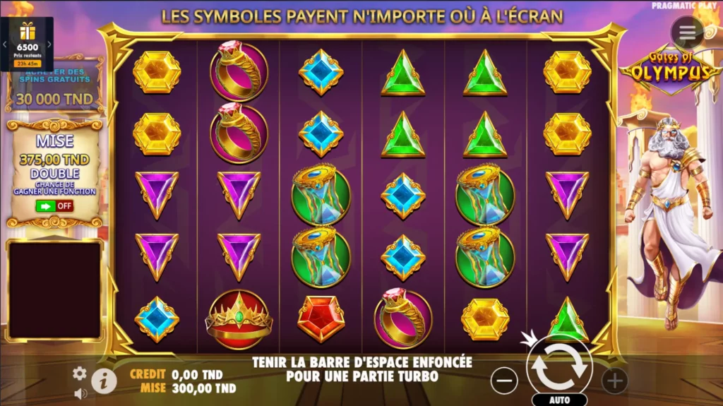 Structure et interface des rouleaux de Gates of Olympus pour les joueurs tunisiens.