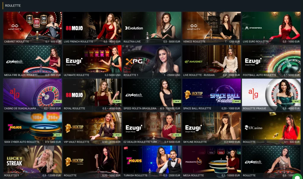 Tables de roulette avec roues et croupiers en direct