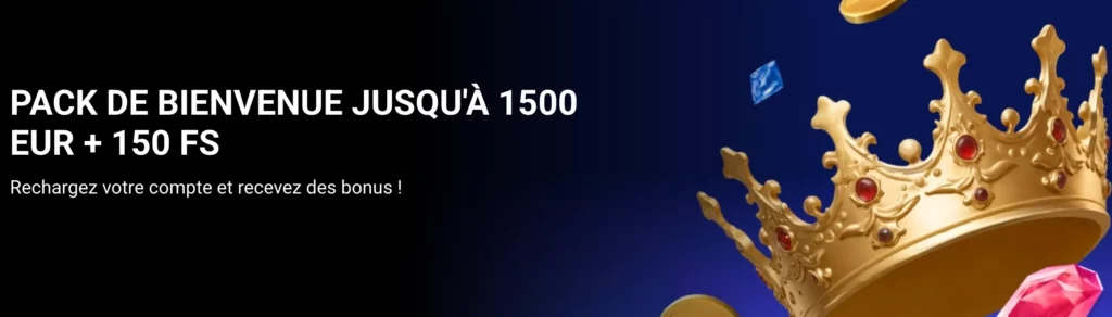 La page d'accueil de 1xBet Tunisie présente le bonus de bienvenue pour les joueurs de casino.