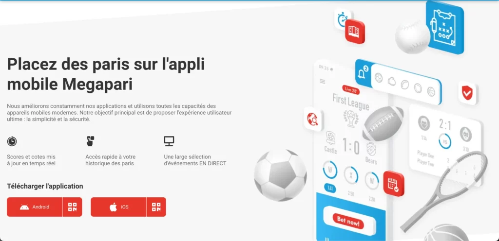 Site de Casino en Tunisie APK et application iOS montrant l'accès au jeu mobile et à l'inscription